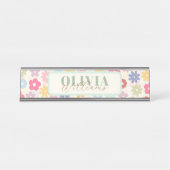 Boho Retro Daisy Flowers, zomer 70 Bureau Naambordje (Voorkant)