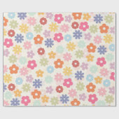 Boho Retro Daisy Flowers, zomer 70 Cadeaupapier (Vlak)