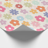 Boho Retro Daisy Flowers, zomer 70 Cadeaupapier (Hoek)