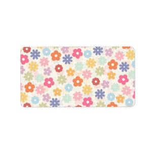 Boho Retro Daisy Flowers, zomer 70 Etiket