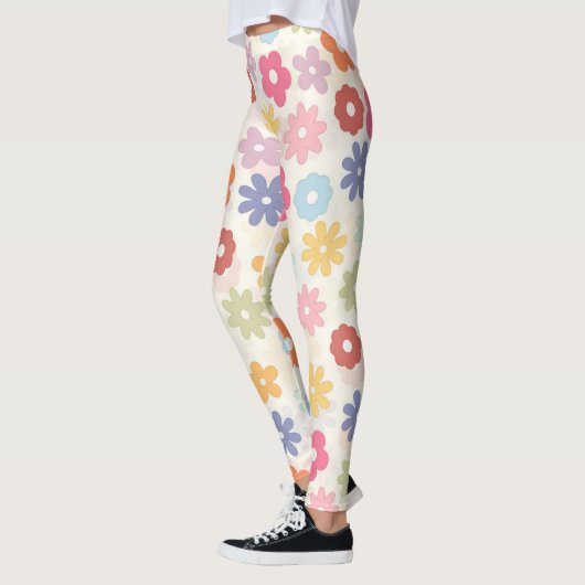 Boho Retro Daisy Flowers, zomer 70 Leggings (Links)