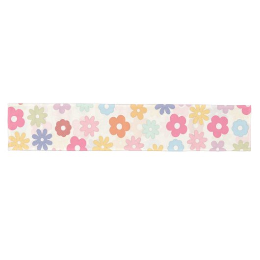 Boho Retro Daisy Flowers, zomer 70 Medium Tafelloper (Horizontaal)