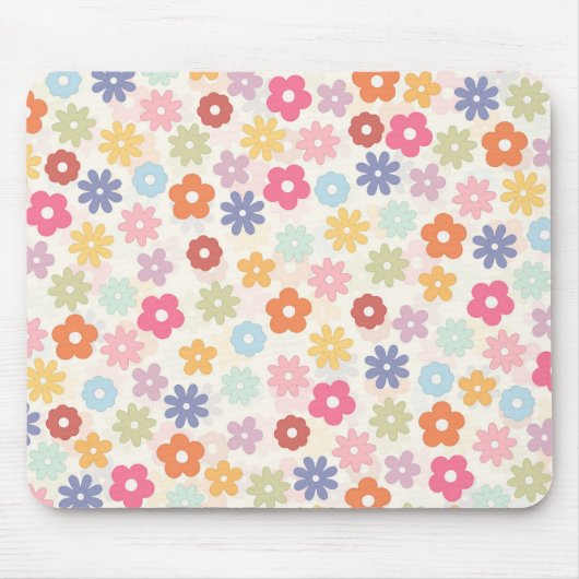 Boho Retro Daisy Flowers, zomer 70 Muismat (Voorkant)
