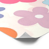 Boho Retro Daisy Flowers, zomer 70 Poster (Hoek)