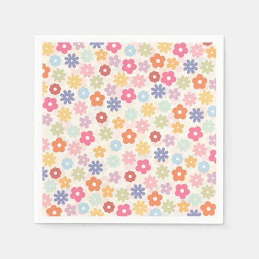 Boho Retro Daisy Flowers, zomer 70 Servet (Voorkant)