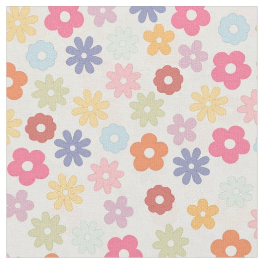 Boho Retro Daisy Flowers, zomer 70 Stof (Close Up)
