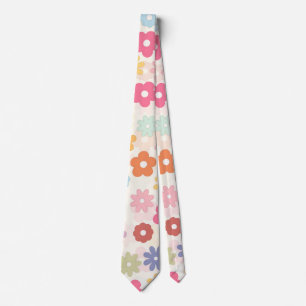 Boho Retro Daisy Flowers, zomer 70 Stropdas