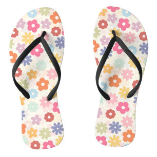 Boho Retro Daisy Flowers, zomer 70 Teenslippers