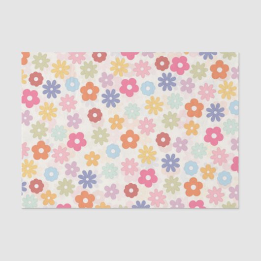 Boho Retro Daisy Flowers, zomer 70 Tissuepapier (Voorkant)