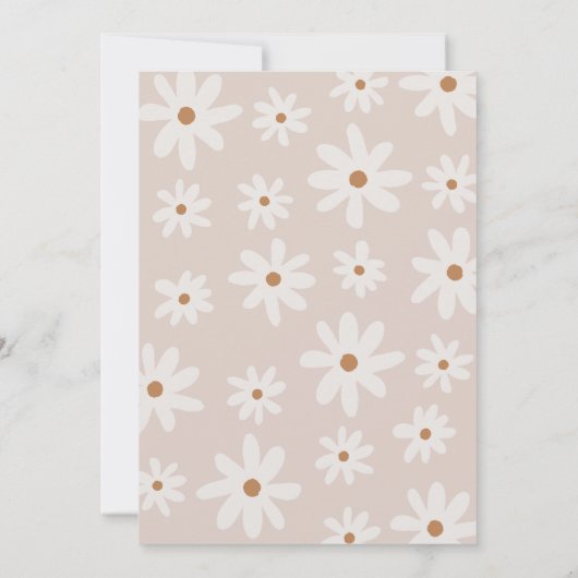 Boho Retro Daisy meisje eerste verjaardag Kaart (Achterkant)