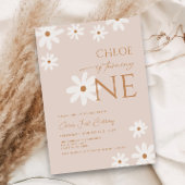 Boho Retro Daisy meisje eerste verjaardag Kaart