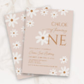 Boho Retro Daisy meisje eerste verjaardag Kaart