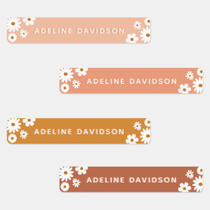 Boho Retro Daisy Thema Eenvoudige Waterdichte Kind Labels