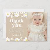Boho Retro Daisy Verjaardagsfoto Bedankkaart (Voorkant)