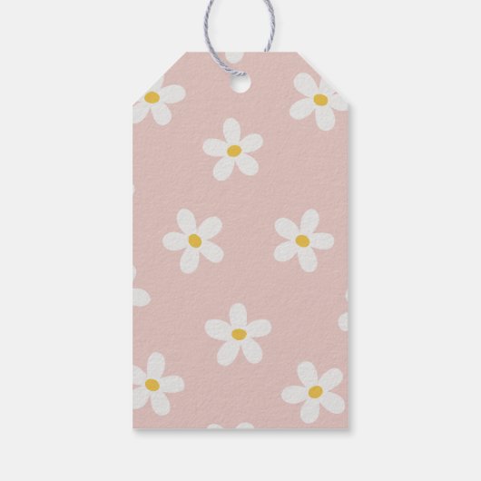 Boho Retro Daisy Verjaardagsgunst Cadeaulabel (Achterkant)