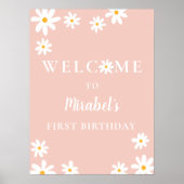 Boho Retro Daisy Wild Een 1e Verjaardag Welkom Poster (Voorkant)
