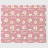 Boho retro desert daisy gepersonaliseerde verjaard cadeaupapier (Vlak)
