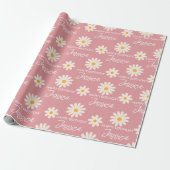 Boho retro desert daisy gepersonaliseerde verjaard cadeaupapier (Uitgerold)