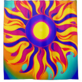 Boho Retro Douchegordijn Sunburst Hippie  (Voorkant)