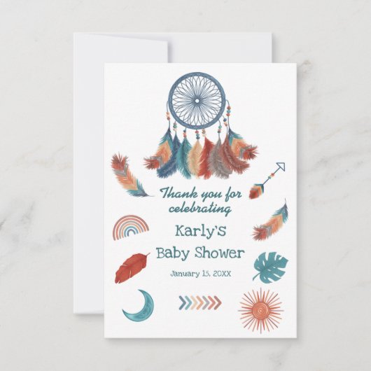 Boho Retro Dreamweaver Baby shower Bedankkaart (Voorkant)