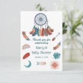 Boho Retro Dreamweaver Baby shower Bedankkaart (Staand voorkant)