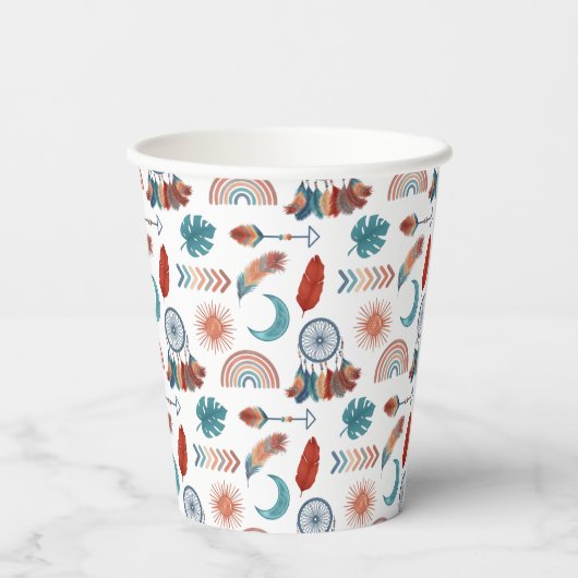 Boho Retro Dreamweaver Baby shower Papups Papieren Bekers (Achterkant)