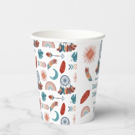 Boho Retro Dreamweaver Baby shower Papups Papieren Bekers (Rechts)