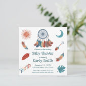 Boho Retro Dreamweaver Baby shower Uitnodiging (Staand voorkant)