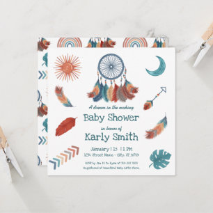 Boho Retro Dreamweaver Baby shower Uitnodiging