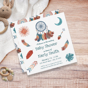 Boho Retro Dreamweaver Baby shower Uitnodiging