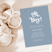 Boho Retro Dusty Blue | Oh Boy Baby shower Kaart