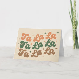 Boho Retro Fa La La Kerstmis Feestdagen Kaart