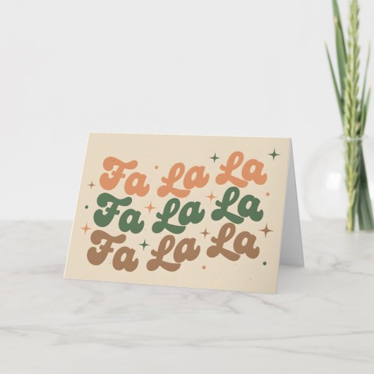 Boho Retro Fa La La Kerstmis Feestdagen Kaart (Voorkant)