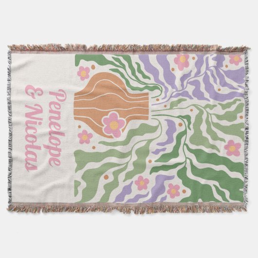 Boho Retro Floral Custom Appartement Deken (Voorkant)