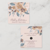 Boho retro floral waterverf make-up haar logo vierkante visitekaartje (Voorkant / Achterkant)