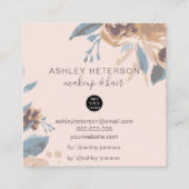 Boho retro floral waterverf make-up haar logo vierkante visitekaartje (Achterkant)