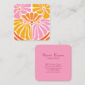 Boho retro Flower Pattern Vierkante Visitekaartje (Voorkant / Achterkant)