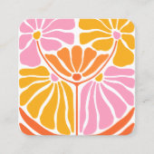 Boho retro Flower Pattern Vierkante Visitekaartje (Voorkant)