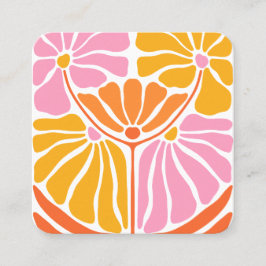 Boho retro Flower Pattern Vierkante Visitekaartje