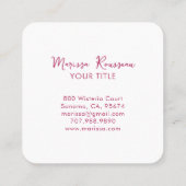 Boho retro Flower Pattern Vierkante Visitekaartje (Achterkant)