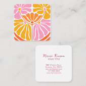 Boho retro Flower Pattern Vierkante Visitekaartje (Voorkant / Achterkant)