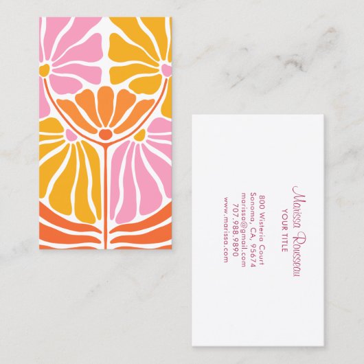 Boho retro Flower Pattern Visitekaartje (Voorkant / Achterkant)