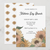 Boho Retro Flowers Moederdag Brunch Uitnodiging (Voorkant / Achterkant)