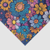 Boho Retro Foral Bloem 70s Krachtig Tissuepapier (Detail)