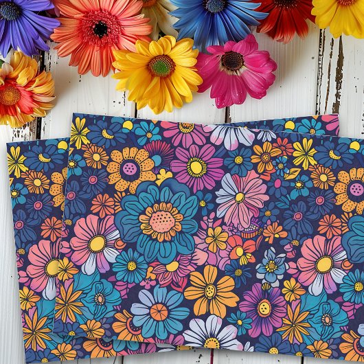 Boho Retro Foral Flower 70s Bold Tissuepapier
