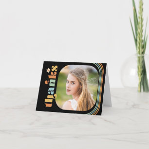 Boho Retro Foto Afstuderen Foldover Bedankkaart