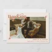 Boho Retro foto bruiloft bedankkaart Kaart (Voorkant)