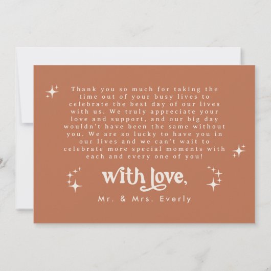 Boho Retro foto bruiloft bedankkaart Kaart (Achterkant)