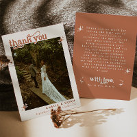 Boho Retro foto bruiloft bedankkaart