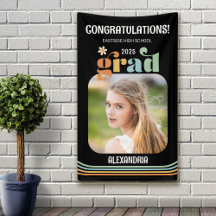 Boho Retro Foto Congratulaties Afstudeerbanner